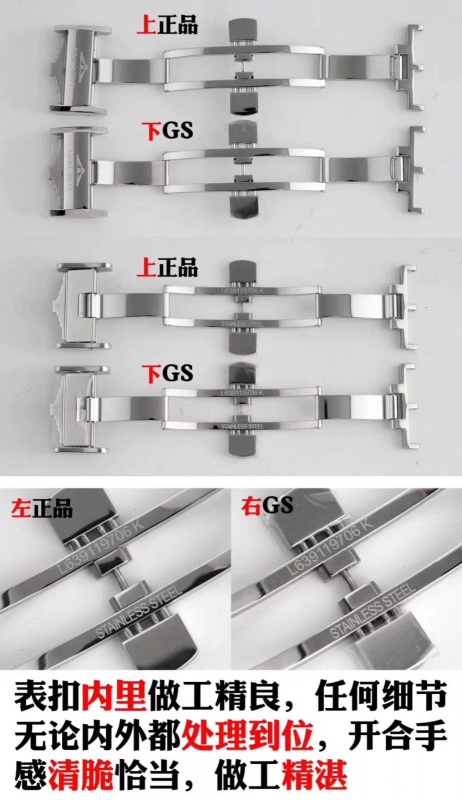 GS厂浪琴名匠系列月相腕表表扣真假对比