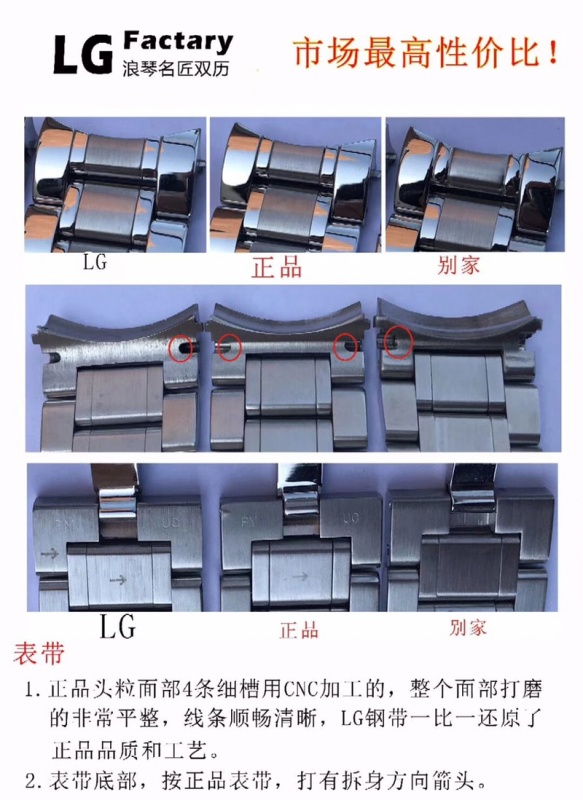 LG Factary浪琴名匠双历系列表扣真假对比