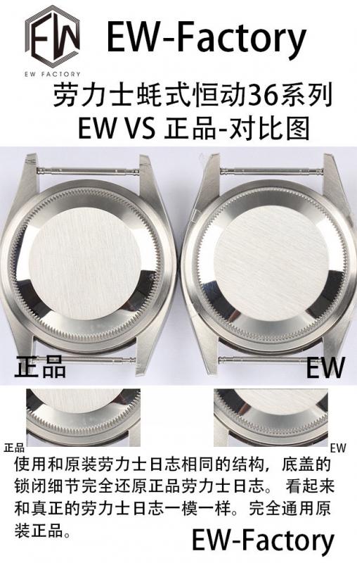 EW劳力士蚝式恒动型36MM系列腕表后盖对比